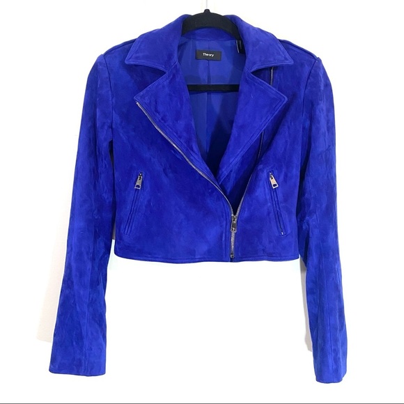 Theory Sandra Lamb Leather Suede Moto Jacket P = XS
